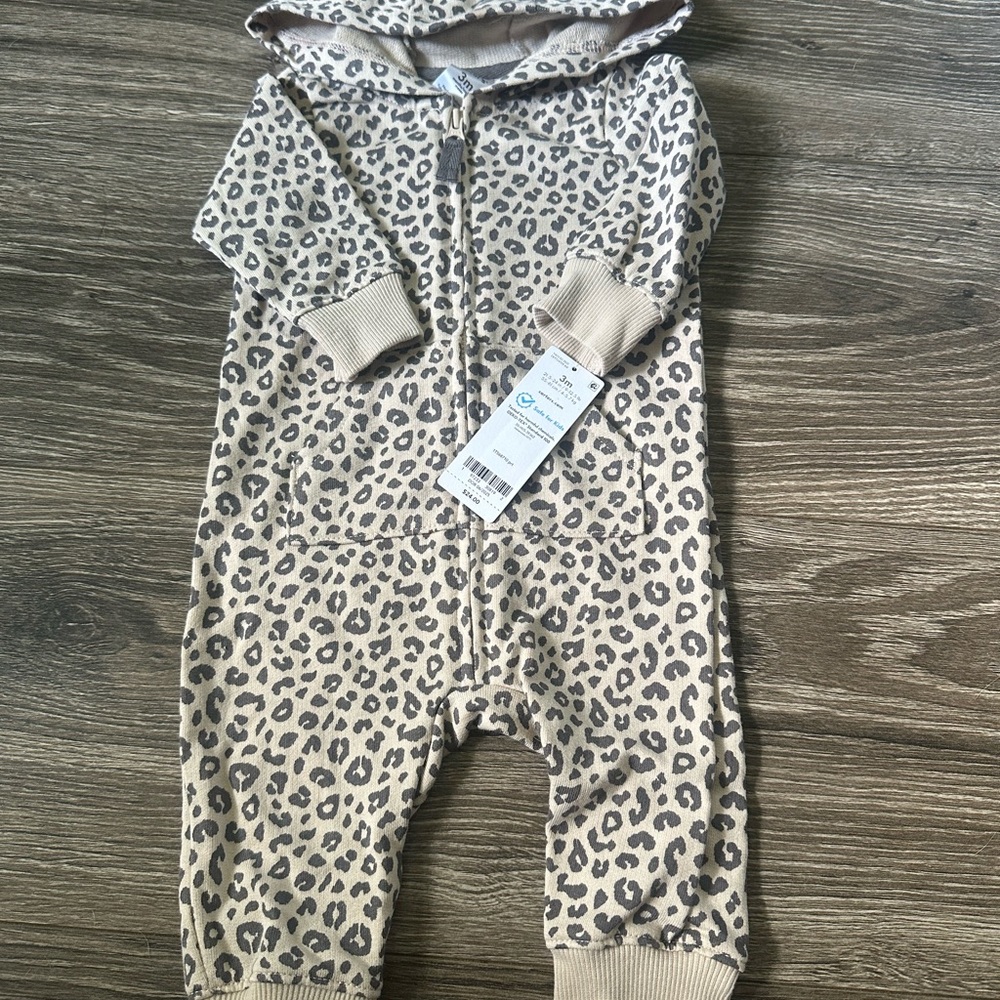 Carter's Beige Leopard Print Baby Jumpsuit